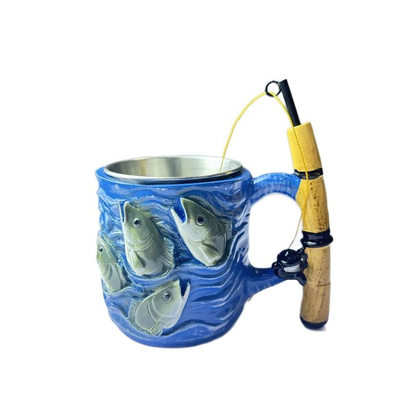 Angler's Dream Ceramic Mug Creative Fisherman Themed Coffee Tea Cup Portable Drinkware for Fishing Lover Gift Home Office Daily