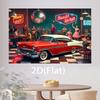 2D Retro Rock N Roll Diner Backdrop for 50s Themed Birthday Party Photoshoot