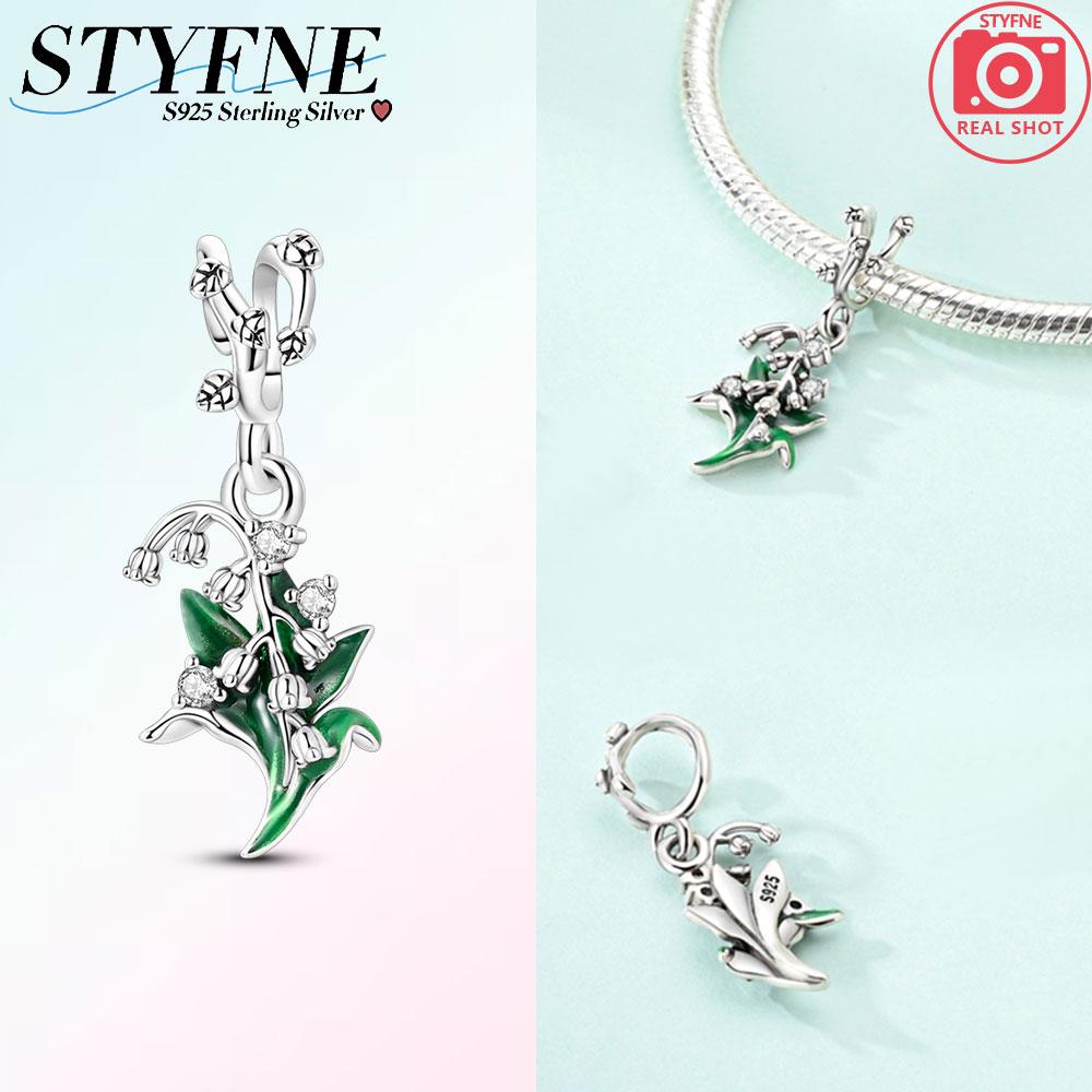 Original Charms Copper Green Lily Of The Valley Pendants Fit Plata Bracelets For Women Jewelry Making Diy Gifts