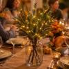 Autumn Winter Home Decor Artificial Lighted Pine with Lights, Fairy Light Olive Branch, Realistic Faux Branch Decorations Stem for Table Vase