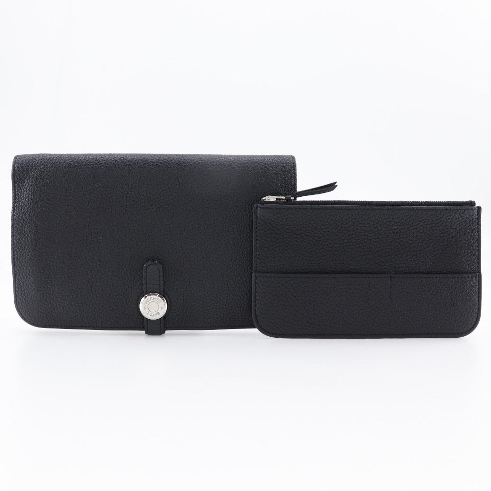 HERMES Dogon GM Purse black/SilverHardware Togo unisex Used