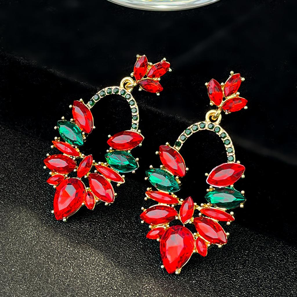 Boucles d'oreilles pendantes Zircon Fleur Colorée pour Femmes, Boucles d'oreilles pendantes Statement pour Fête & Usage Quotidien