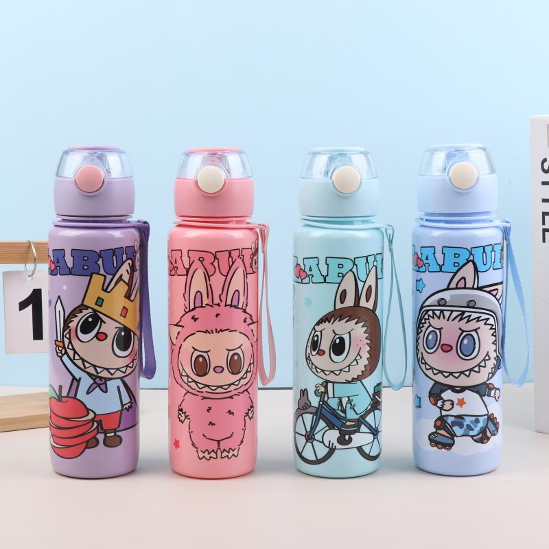 

1 Piece BPA-Free Visually Appealing Cartoon Labubu Water Bottle With Straw синій
