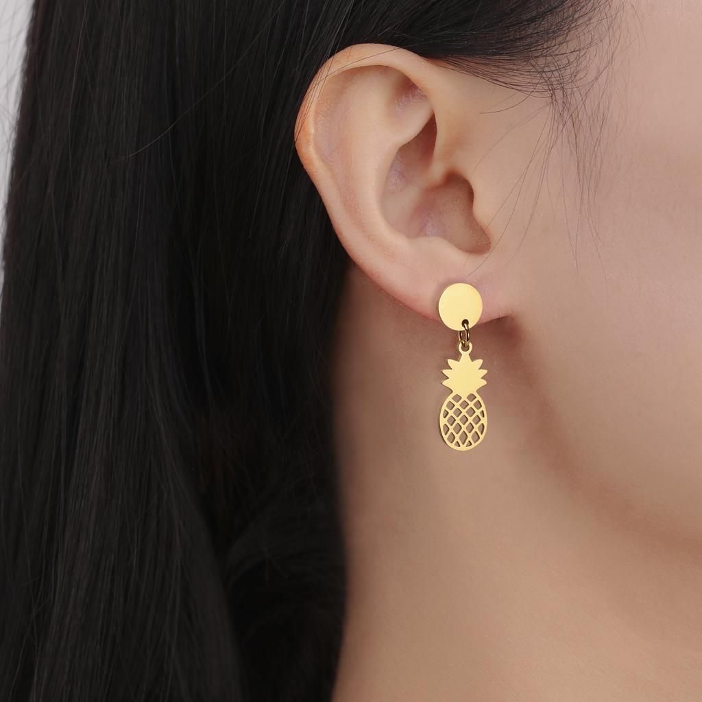 Cazador Cute Pineapple Stud Earrings for Women Stainless Steel Dangle Earrings 2026 Trend Jewelry Party Birthday Gift New