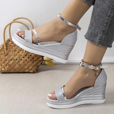 Summer Footwear Plus Size Wedge Sandals with Thick Bottom Fishmouth Buckle with Bag and Sponge Cake Sandals