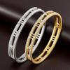 Pulseira de Titânio com Números Romanos para Mulheres - Joia de Luxo Durável, Inalterável e Amiga do Banho