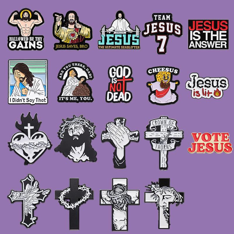 Cross Stylish Vintage Designed Brooches Unique Geometric Black And White Pins