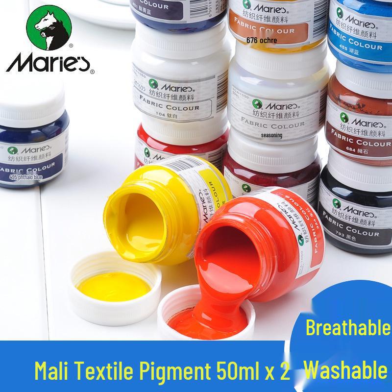 Mali 50ML Pigmento Tessuto Impermeabile per Pittura a Mano - Pittura in Fibra DIY Resistente allo Sbiadimento