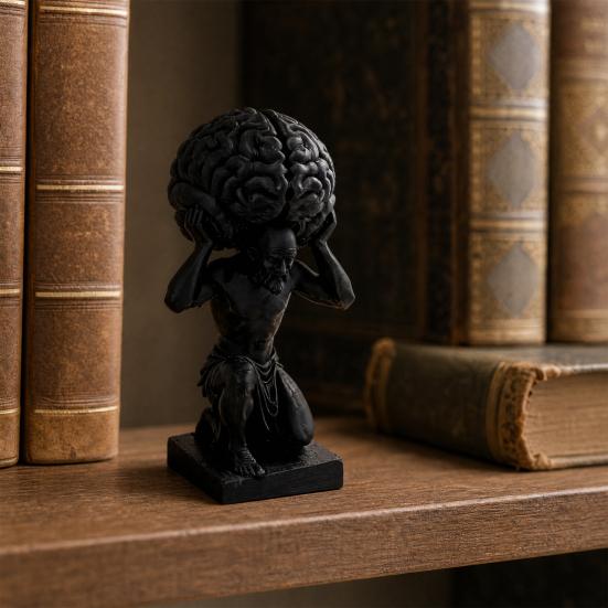 Desktop Ornament, Stress Relief Dark Matte Texture Figure, 3D Printed Funny Brain Sculpture for Office Study