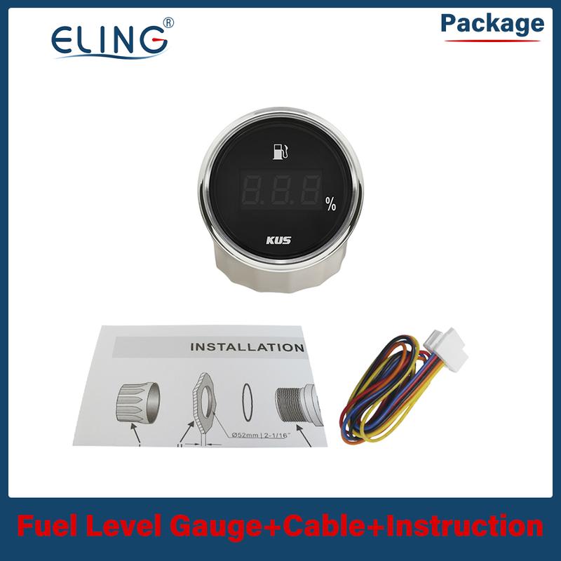 KUS 52mm 0-190ohm 240-33ohm Digital Fuel Level Meter Oil Gauge Red Yellow Light 9-32V Fuel Sensor 175mm 200mm 250mm 300mm 335mm