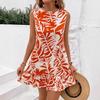 Women Summer Casual Casual Sleeveless Leaves Printed One Piece Dress