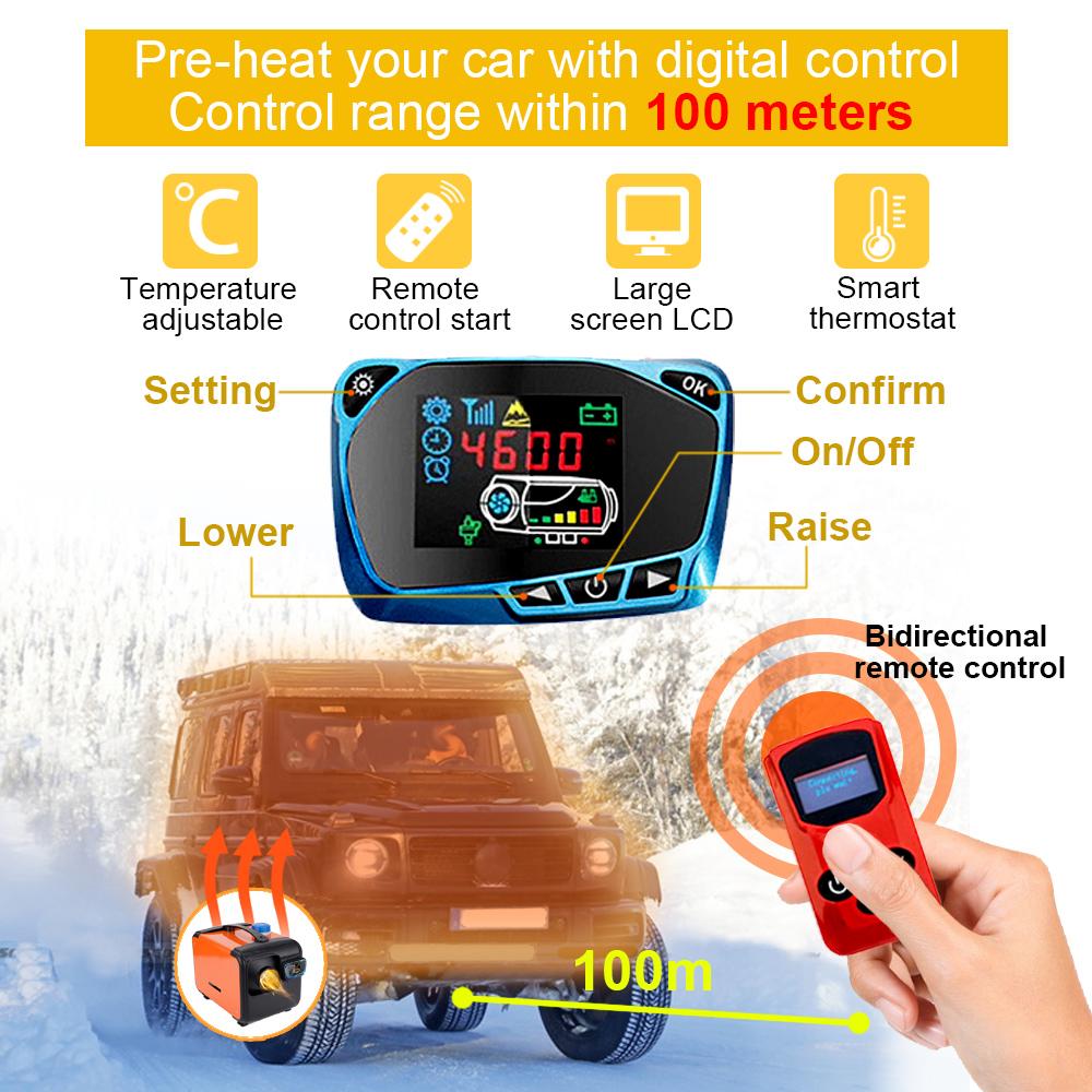 12V\24V Dual Voltage Upgrade Parking Heater 3 In 1 Car Diesel Auxiliary Air Heater LCD Remote Control Engine Preheater Warmer