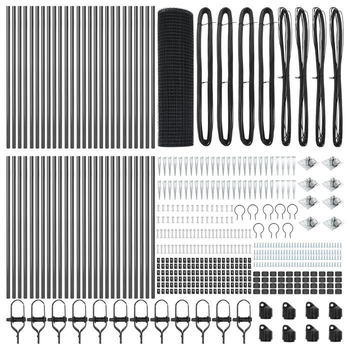 VidaXL Clôture en fil soudé avec 13 piquets gris 0.4x100 m en acier 3352248