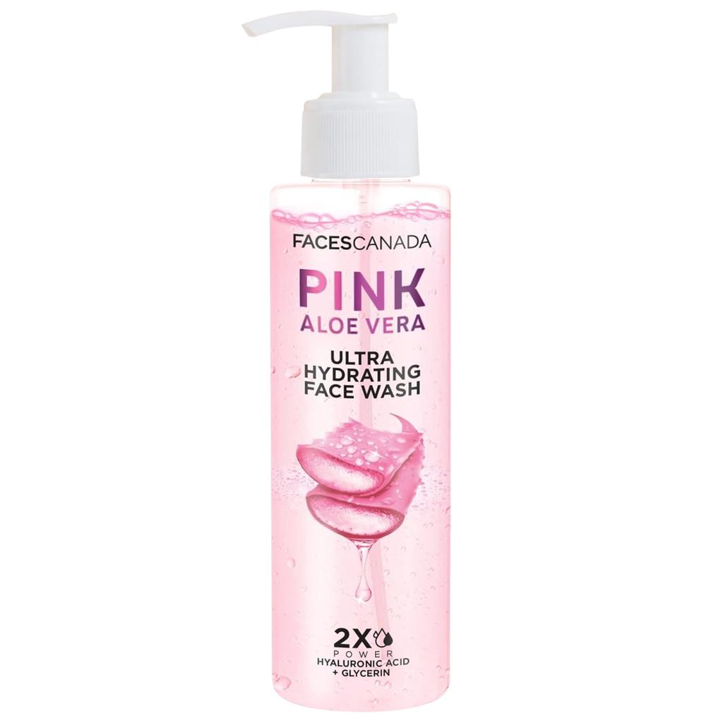 FACESCANADA Różowy Aloes Ultra Nawilżający Żel do Mycia Twarzy, 100ml | Kwas Hialuronowy, Miód i Gliceryna | Rozświetlający | Kojący | Nie Wysuszający, Głęboko i Delikatnie