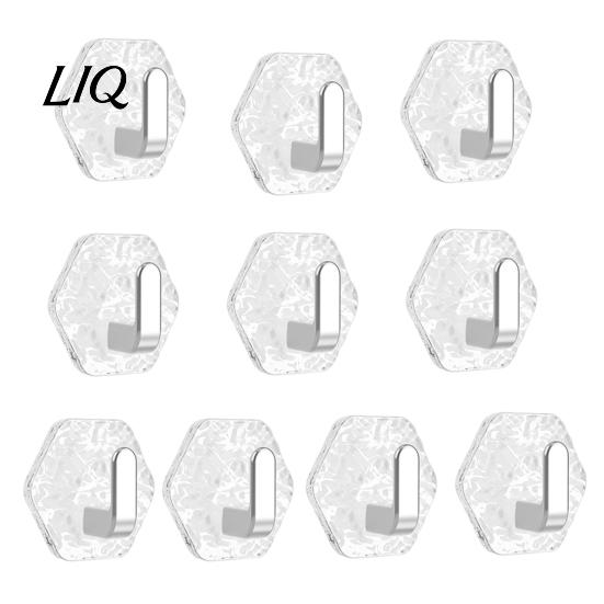 Home Organization Hooks Acrylic Adhesive Hooks, Hexagonal Wave Shape, No Drilling Easy Hexagon Installation Hook, Modern Style Clear for Bathroom