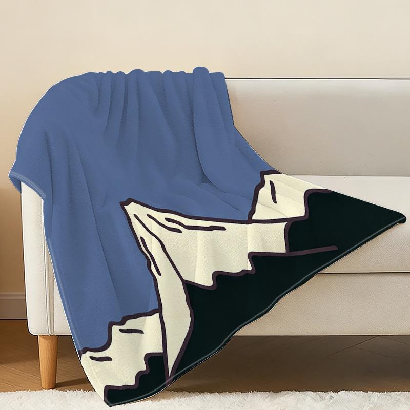 All Seasons Thick Warm Flannel Blanket – Soft Cozy Mountain Pattern, Simple Design for Home, Guest Room, Christmas & Halloween