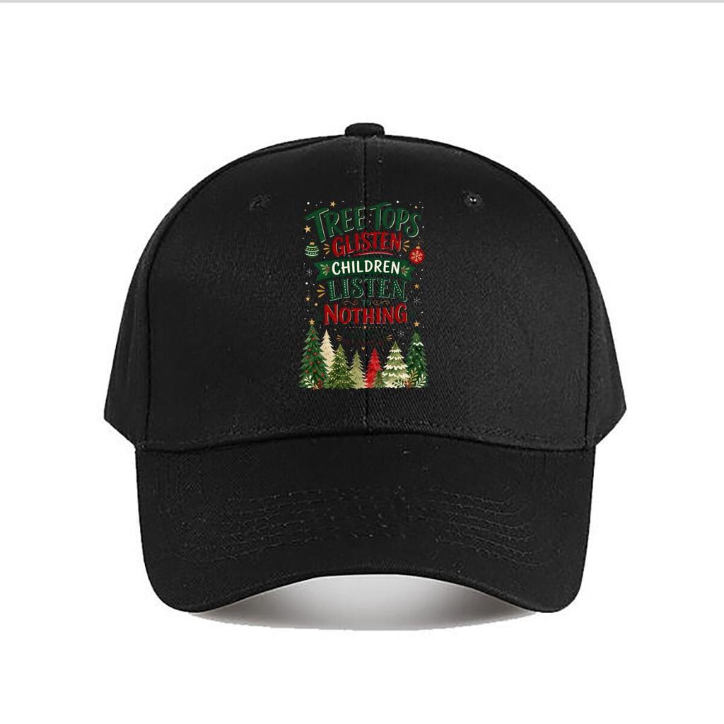 Playful Holiday Pines Quote Artwork Baseball Cap Fashion Outdoor Sports Sunhat Unisex Snapback Cap Womens