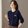 Women's Gold Button 100% Wool Knit Cardigan