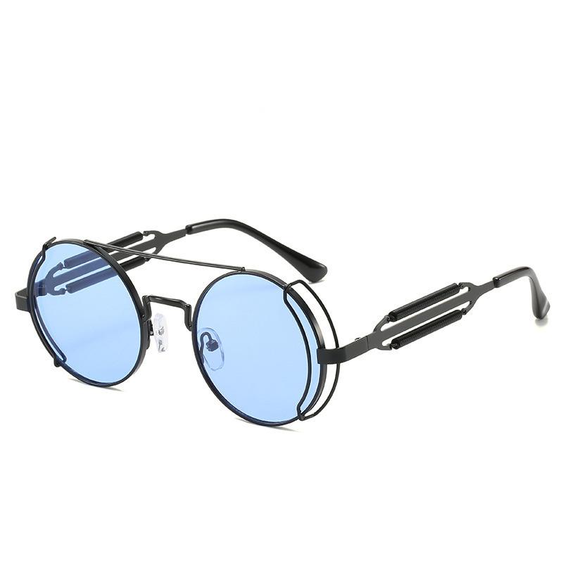 Foreign Trade Round Frame Punk Sunglasses Hollow Double Spring Metal Sunglasses Hollow Legs Sunglasses