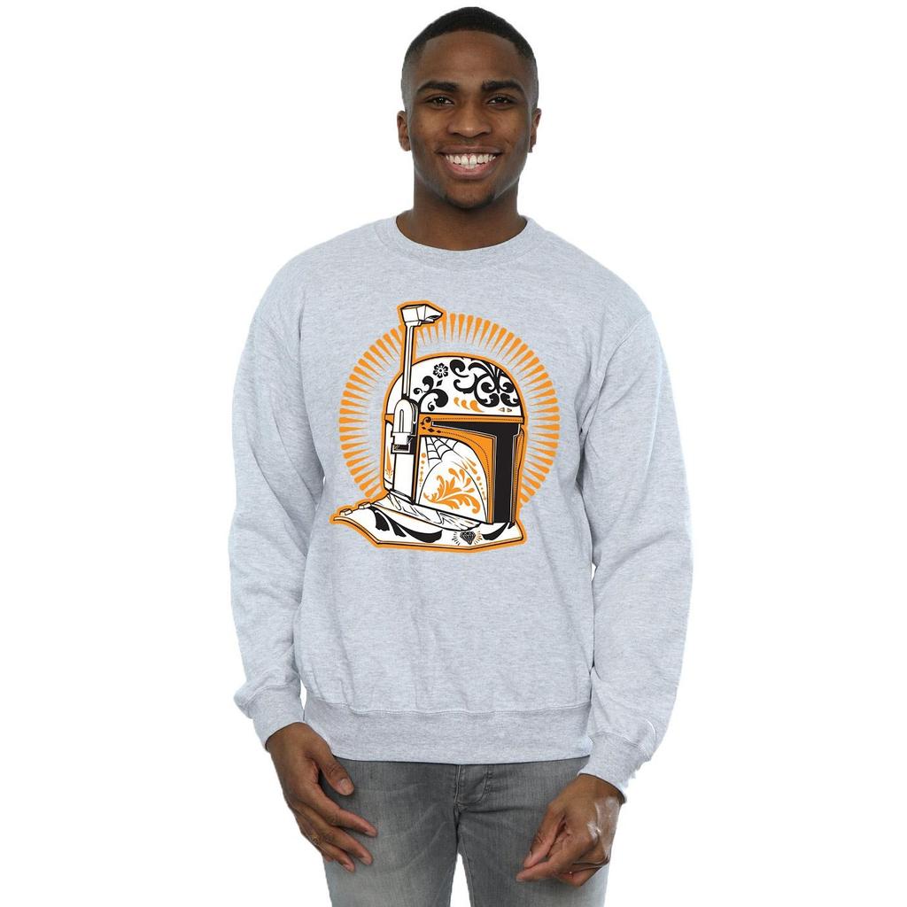 STAR WARS Mens Boba Fett Dia De Los Muertos Sweatshirt