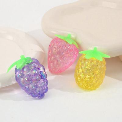 1/3/5Pcs Stress Relief Toy Soft Elastic TPR Material Decompression Toy Glitter Grape Shape Design Portable Small Size Squeeze Toy