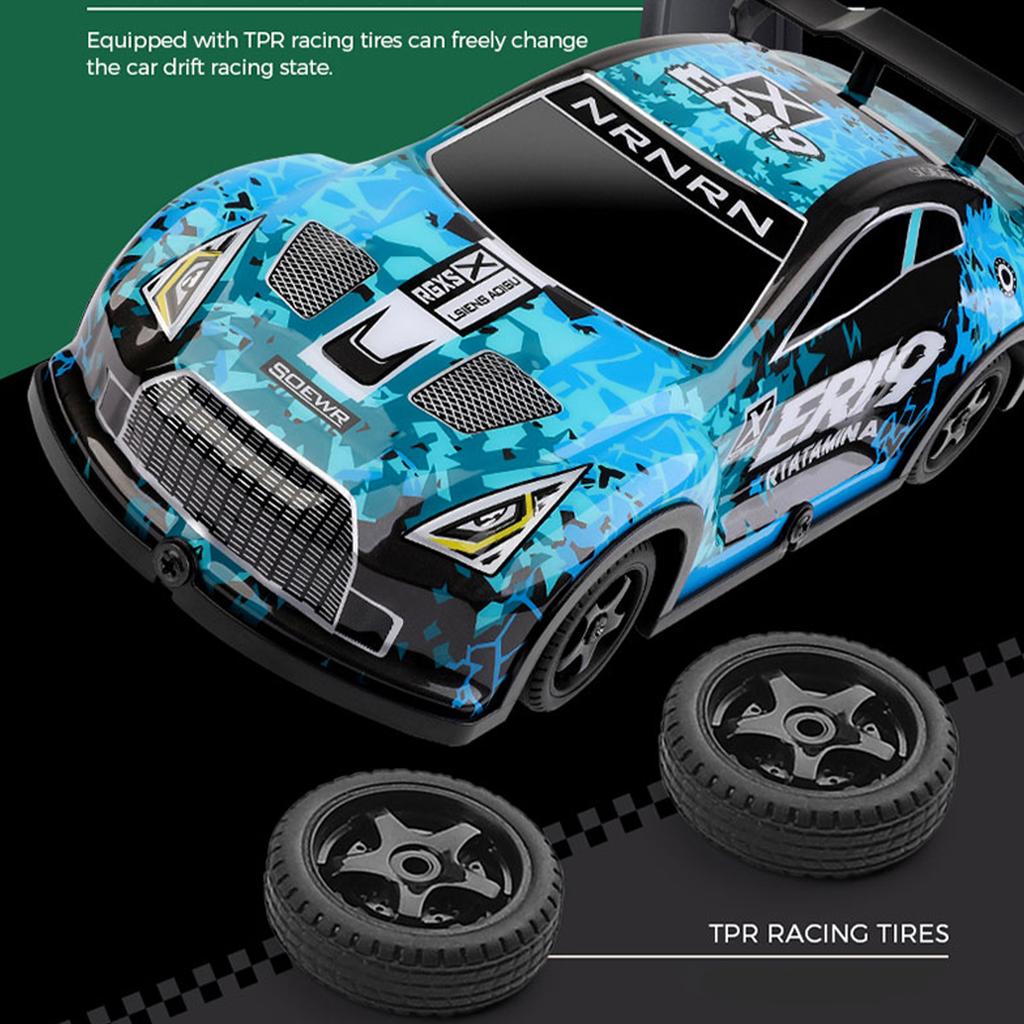 Remote Control Drift Car, 2.4GHz 1:22 Scale 4WD Rechargeable Electric Vehicle with LED Lights, Racing Tires, Ideal