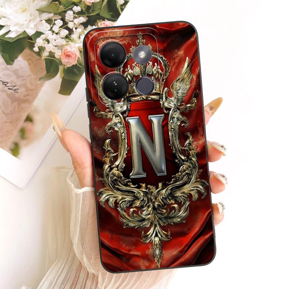 For Infinix Smart 7HD X6516 Case For Infinix Smart 7 HD Cover Luxury A-Z Letters 2D Painted Silicone Casing