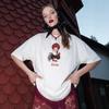 Cotton Short-sleeved T-shirt, Foreign Style Versatile and Comfortable Niche Design Sense, Printed Oversize Outerwear Top Women