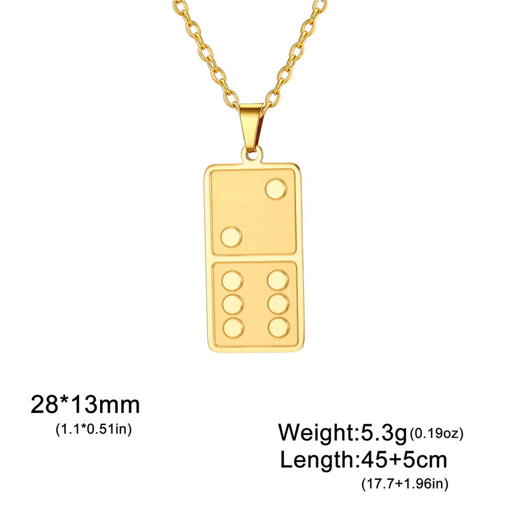  Funny Dominoes Pendant Necklace Stainless Steel Square Domino Card Choker Girl Boy Jewelry Birthday Best Gifts Wholesale