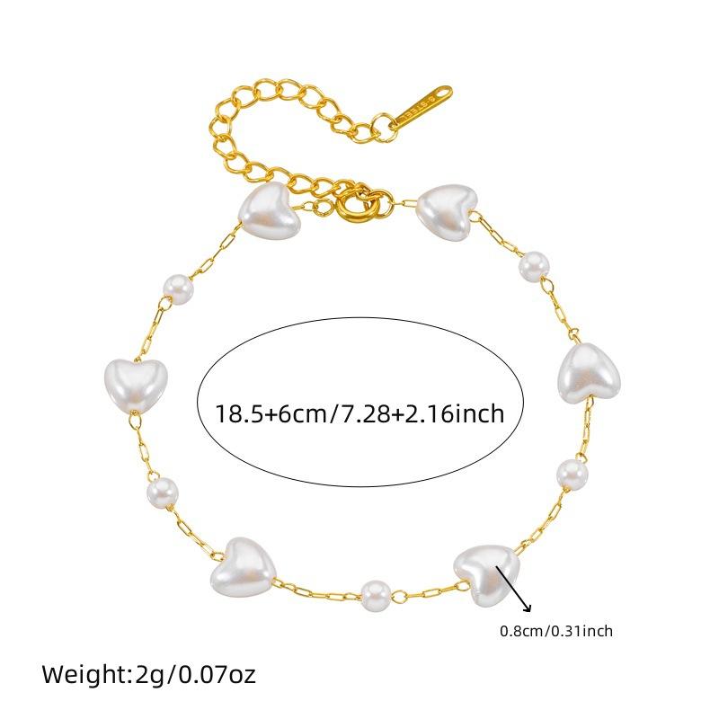 Fashion Retro Pearl Heart Chain Bracelet and Necklace Set