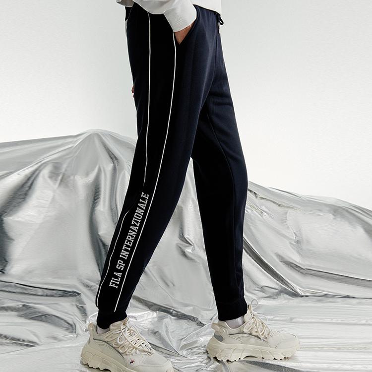 Fila Fusion Cuffed Basketball Casual Knit Retro Sports Pants Women Bottoms Black T11W042611F-BK