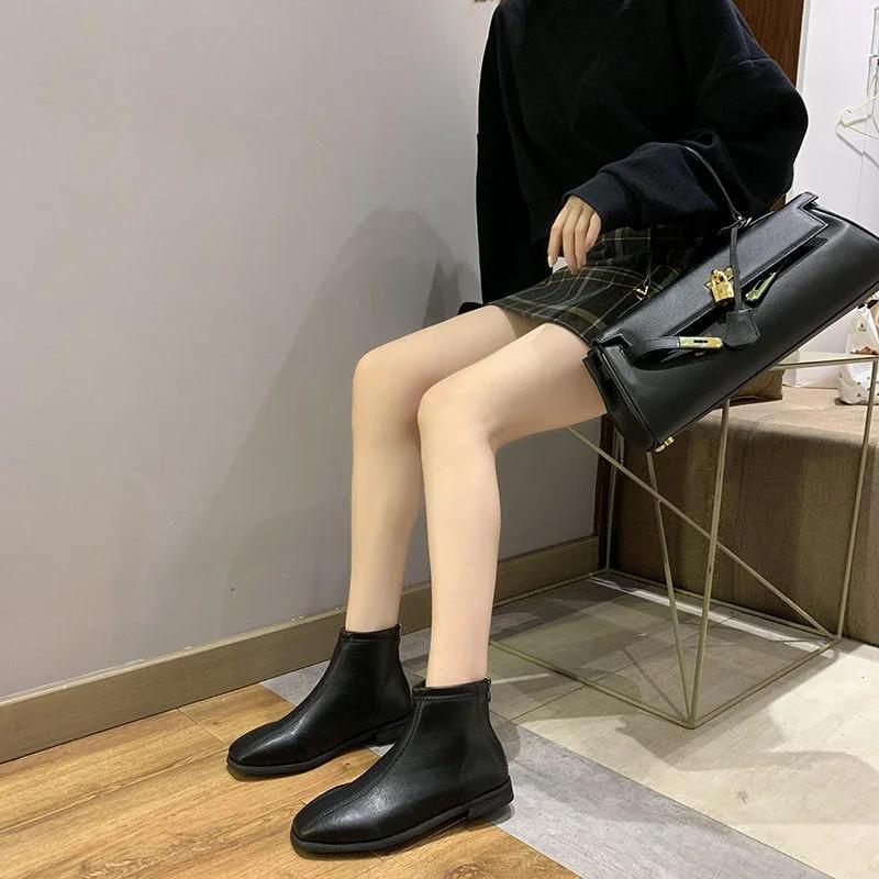 Fashion Booties Waterproof Ankle Boots for Women Winter 2024 Flat Pu Chic and Elegant High Quality On Offer Promotion Woman Short Shoes