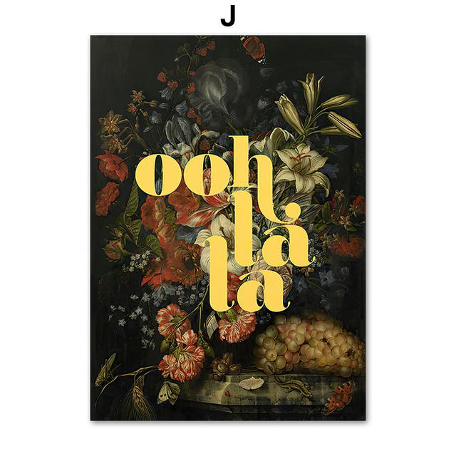 Vintage Flower Noble Girl Portrait Abstract Feminist Art Canvas Painting Posters And Prints Wall Pictures For Living Room Decor No Frame