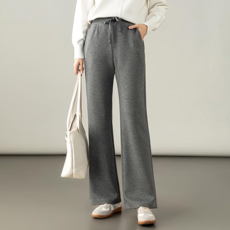 Women's High-Waisted Slimming Gray Cropped Flare Pants - Modal Cotton, Spring/Autumn 2025