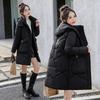 Down cotton-padded clothes for women's medium and long models, new loose and thin cotton-padded clothes, thickened hooded cotton-padded jackets, win