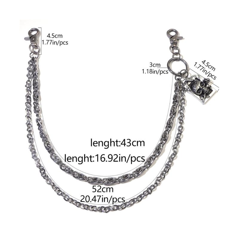 Punk Style Skull Jeans Chain Skull Charm Edgy Gothic Metal Waist Accessory For Women Girls