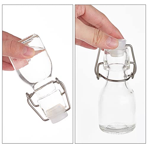 BENECREAT 12-Piece 60ml Swing Glass Bottles, Mini, with 20 Price Tags, Clear Storage Bottles, Glass Water Bottles