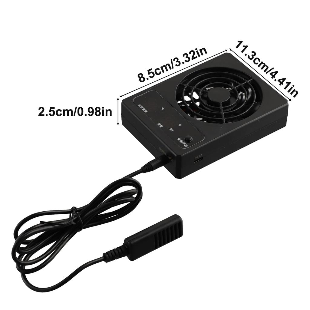 For Reptile Enclosure Temperature Control Fan 2700RPM 28dB 4.41*3.32*0.98in Black Calm Cool PP With LED Display