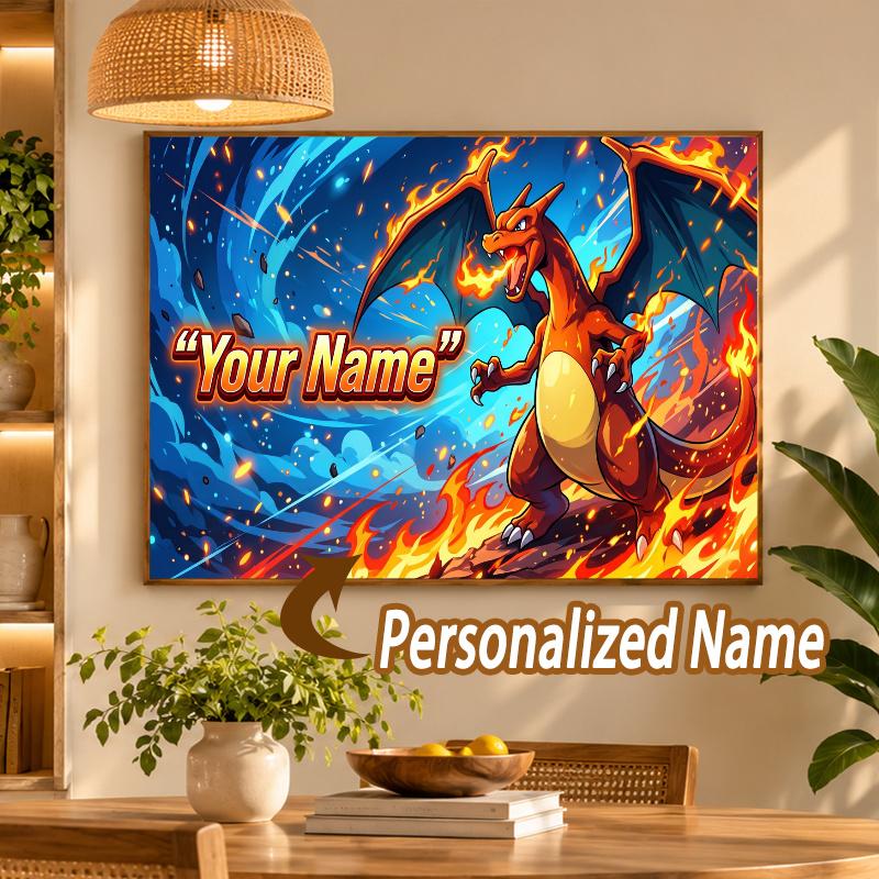 Charizard Custom Name Diamond Painting Personalized 5D Full Drill DIY Diamond Art Home Decor