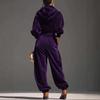Womens Velvet Hooded Long Sleeve Lounge Set With Elastic Cuffs Loose Fit Pants