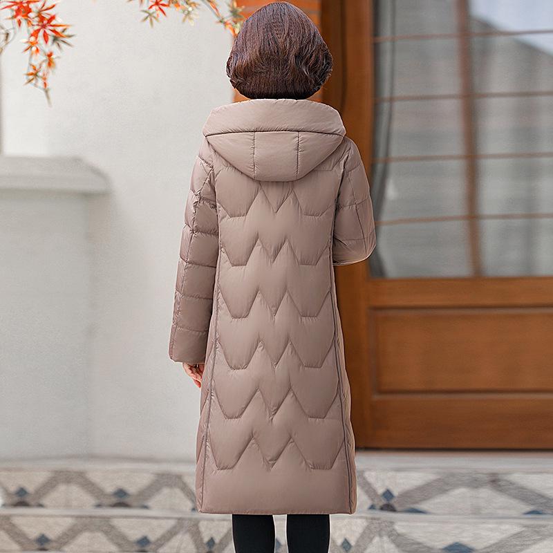 2024 Winter Chinese Style Mid-Length Down Jacket for Middle-Aged Women, Over-the-Knee, Plus Size