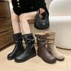 Fashion Spring Autumn Belt Buckle Women Ankle Boots Fashion Square Low Heels Casual Short Bootas Ladies Slip On Shoes