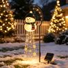 Einfach zu installierende Rasenwegpfähle Solarbetriebene Weihnachts-Gartenleuchte, Metallpfahl für den Außenbereich Festliche Szenendekoration Stern Schneeflocke Wasserfall Lichterkette
