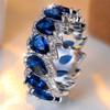 Trendy Blue Zircon Crystal Stone Vintage Silver Color Wedding Bands Engagement Rings For Women Men Minimalist