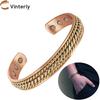 Pure Copper Bracelets Magnetic Adjustable Braided Cuff 12mm Bangles Soft Metal Resizable Health Jewelry Men Women