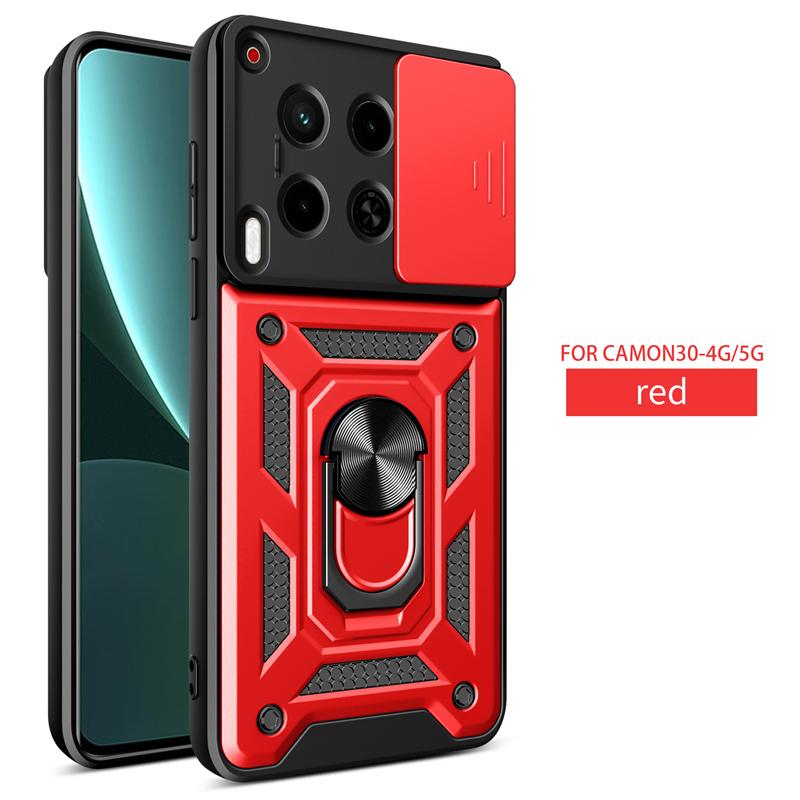 For Camon 30 4G Case Car Magnetic Ring Holder Phone Coque For Tecno Camon 30 4G CL6 6.78" Silde Lens Armor Shockproof Back Cover