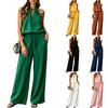Women Sleeveless Halter Neck Loose Fit Tank Top and Wide Leg Pants Two Piece Set Casual Summer Outfit