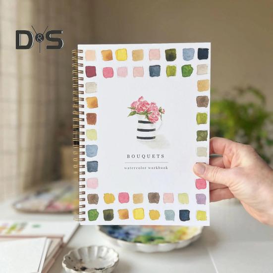 Aquarell-Arbeitsbuch, 24 Farben, Aquarell-Malset mit Pinseln, spiralgebundenes Wassermalbuch, Kunsthandwerksgeschenke für Anfänger