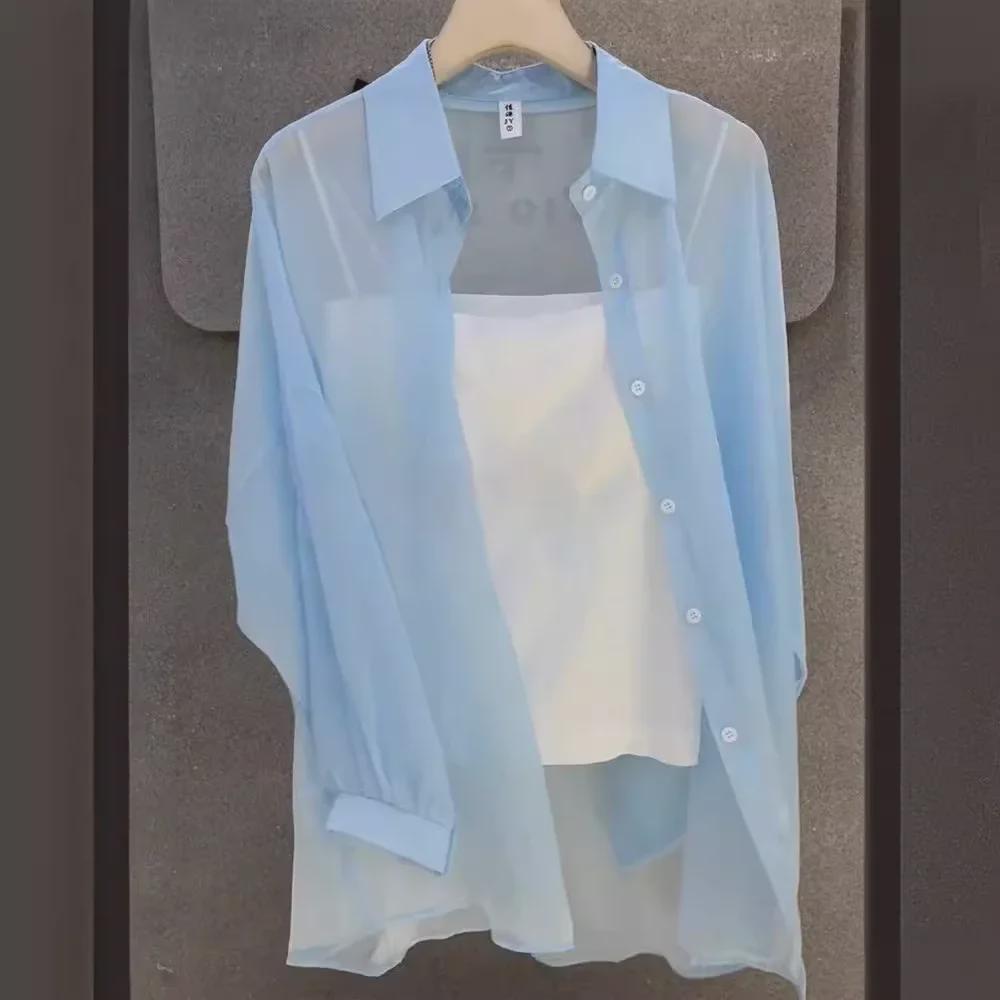 Dámský letní kardigan z ledového hedvábí s POLO límcem a ochranou proti slunci - Prodyšný, mírně průsvitný a lehký.