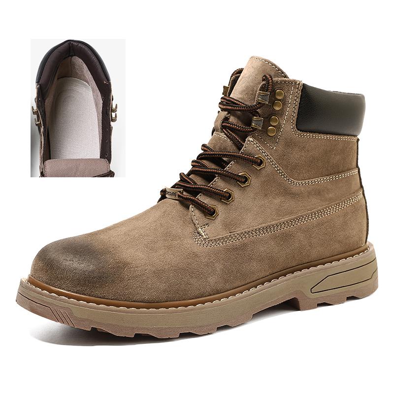 2025 Men's Thick Bottomed Martin Boots Vintage Style Genuine Leather Outdoor Work Boots Wear Resistant Nylon Shaft Material